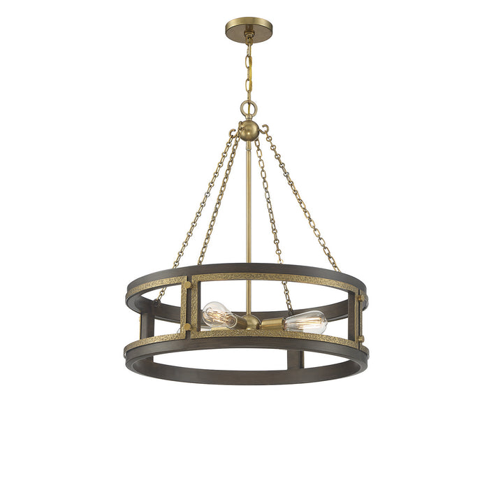 Savoy House Lakefield 1-1490-4-170 Chandelier Light - Burnished Brass with Walnut