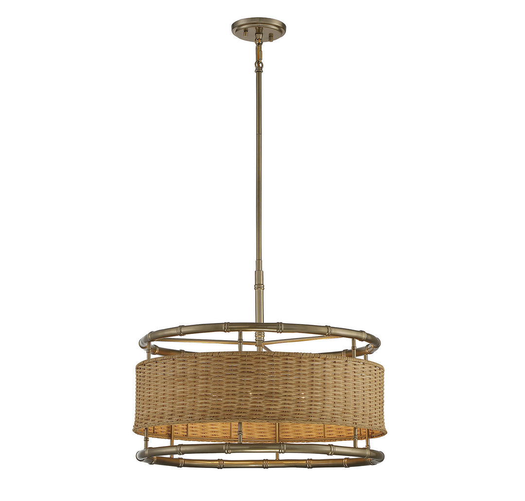 Savoy House Arcadia 7-7771-6-177 Pendant Light - Burnished Brass with Natural Rattan