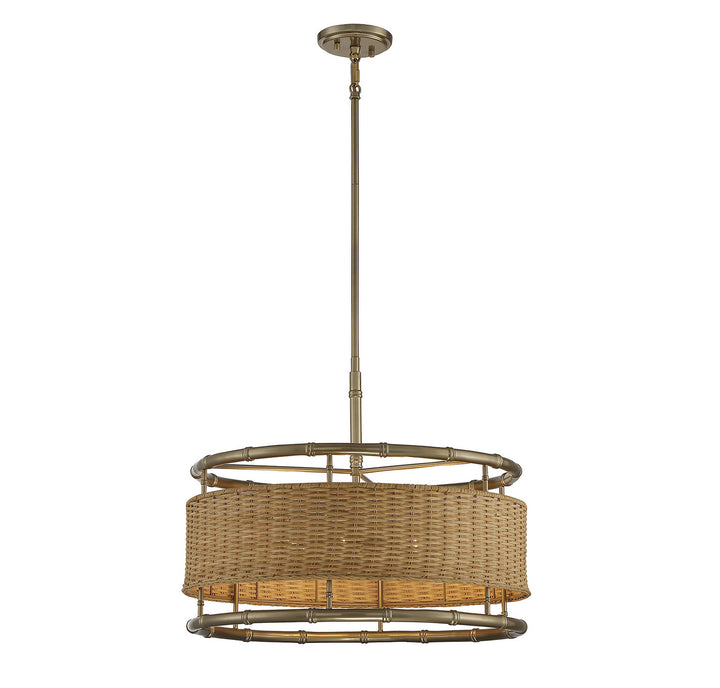 Savoy House Arcadia 7-7771-6-177 Pendant Light - Burnished Brass with Natural Rattan