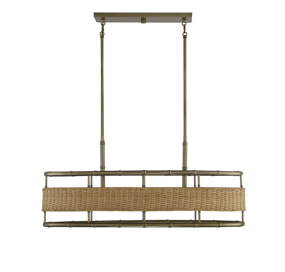 Savoy House Arcadia 1-7770-4-177 Pendant Light - Burnished Brass with Natural Rattan