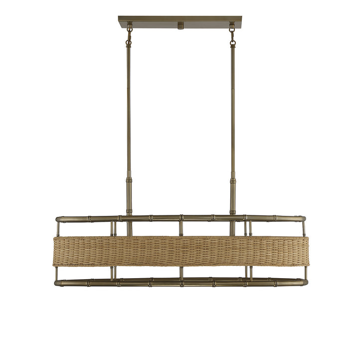 Savoy House Arcadia 1-7770-4-177 Pendant Light - Burnished Brass with Natural Rattan