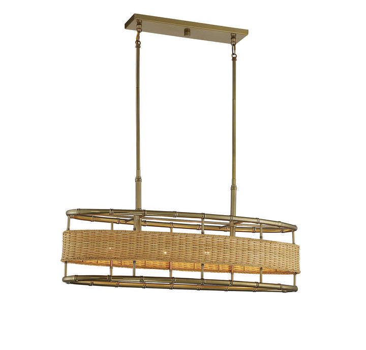 Savoy House Arcadia 1-7770-4-177 Pendant Light - Burnished Brass with Natural Rattan