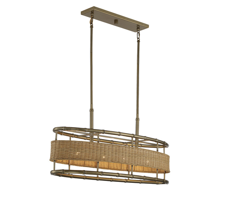 Savoy House Arcadia 1-7770-4-177 Pendant Light - Burnished Brass with Natural Rattan
