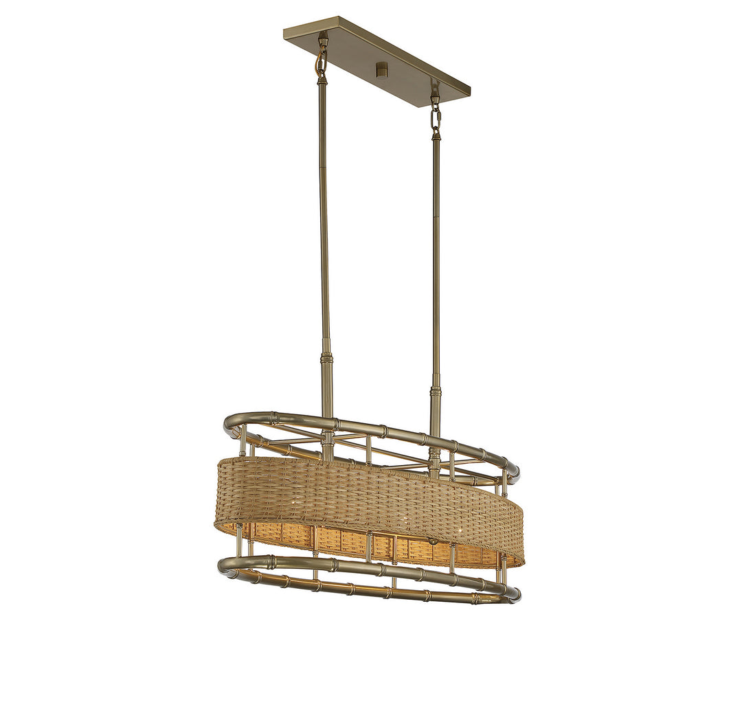 Savoy House Arcadia 1-7770-4-177 Pendant Light - Burnished Brass with Natural Rattan