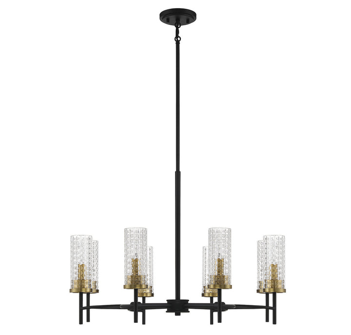 Savoy House Marcello 1-743-8-143 Chandelier Light - Black with Warm Brass Accents