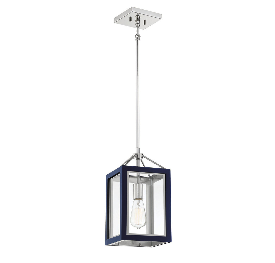 Savoy House Carlton 3-8880-1-174 Pendant Light - Navy with Polished Nickel Accents