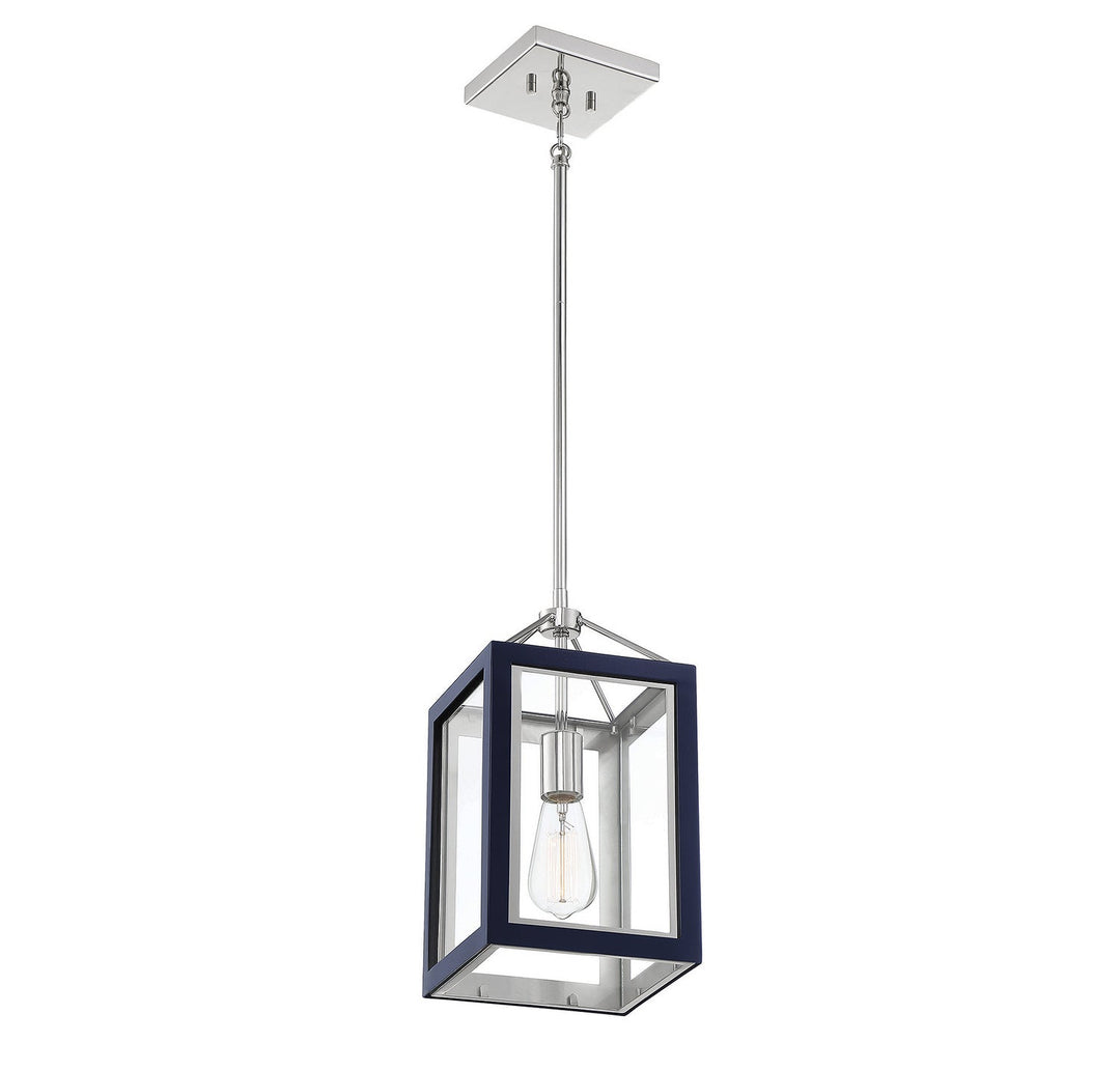 Savoy House Carlton 3-8880-1-174 Pendant Light - Navy with Polished Nickel Accents