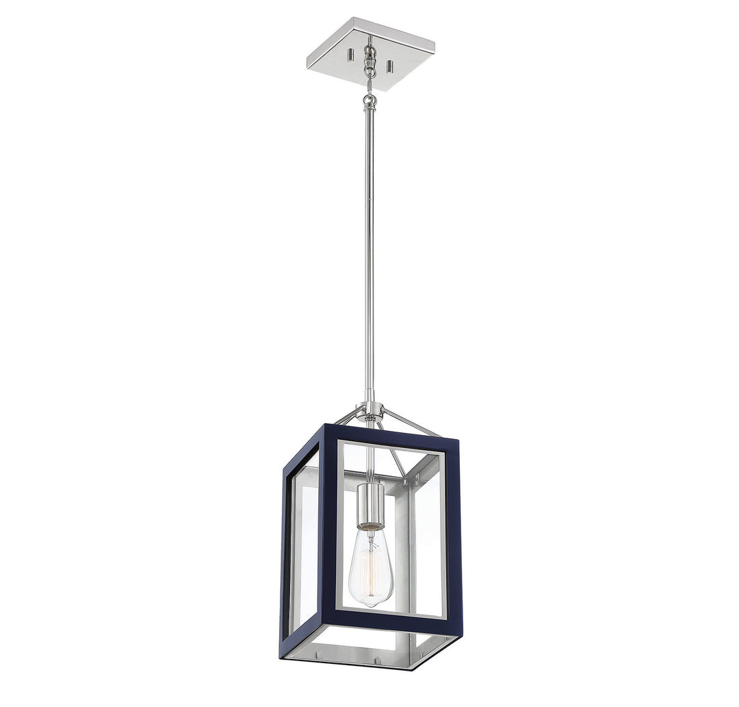Savoy House Carlton 3-8880-1-174 Pendant Light - Navy with Polished Nickel Accents
