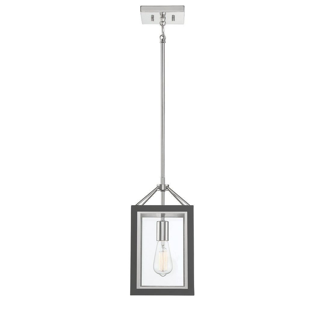 Savoy House Carlton 3-8880-1-175 Pendant Light - Gray with Polished Nickel Accents