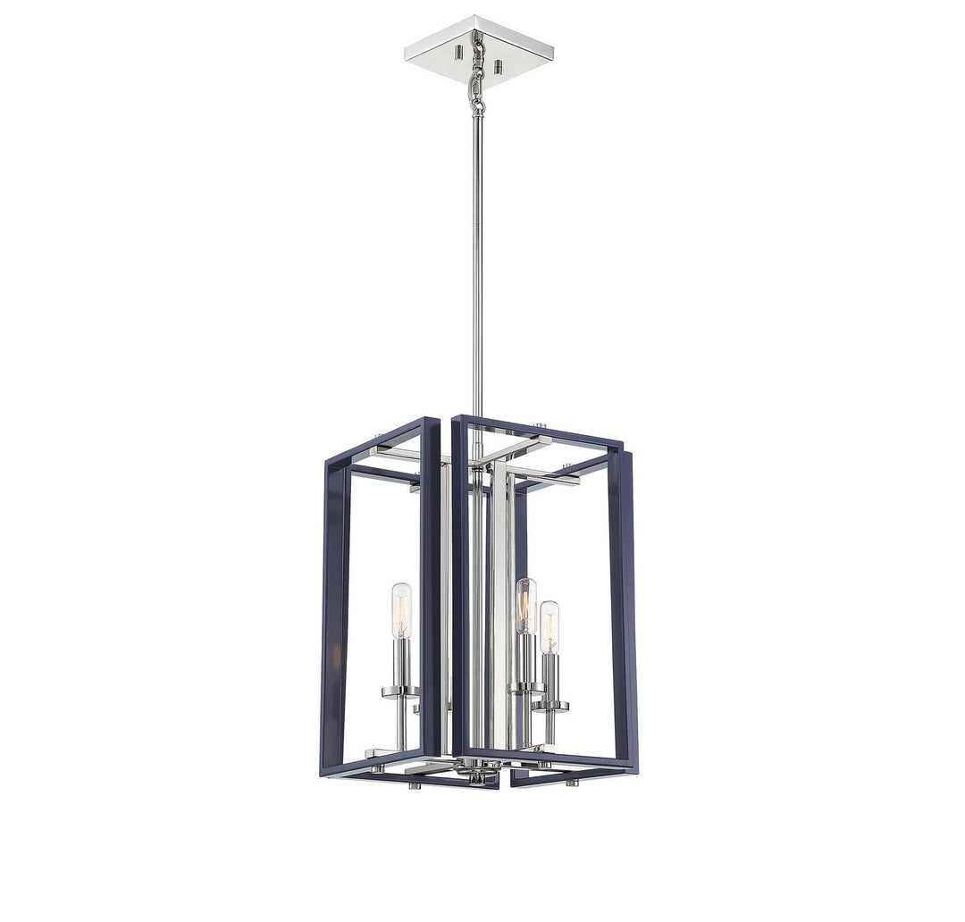 Savoy House Champlin 3-8881-4-174 Pendant Light - Navy with Polished Nickel Accents