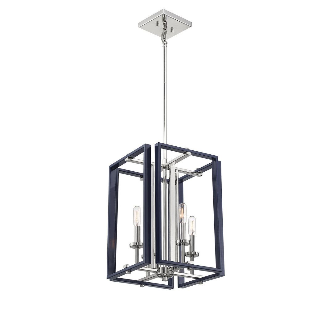 Savoy House Champlin 3-8881-4-174 Pendant Light - Navy with Polished Nickel Accents