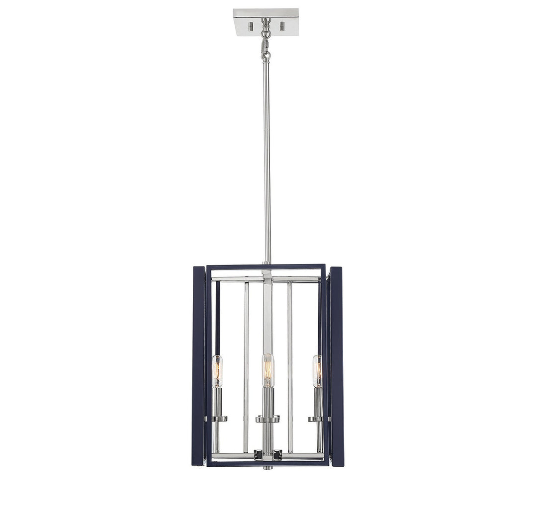 Savoy House Champlin 3-8881-4-174 Pendant Light - Navy with Polished Nickel Accents