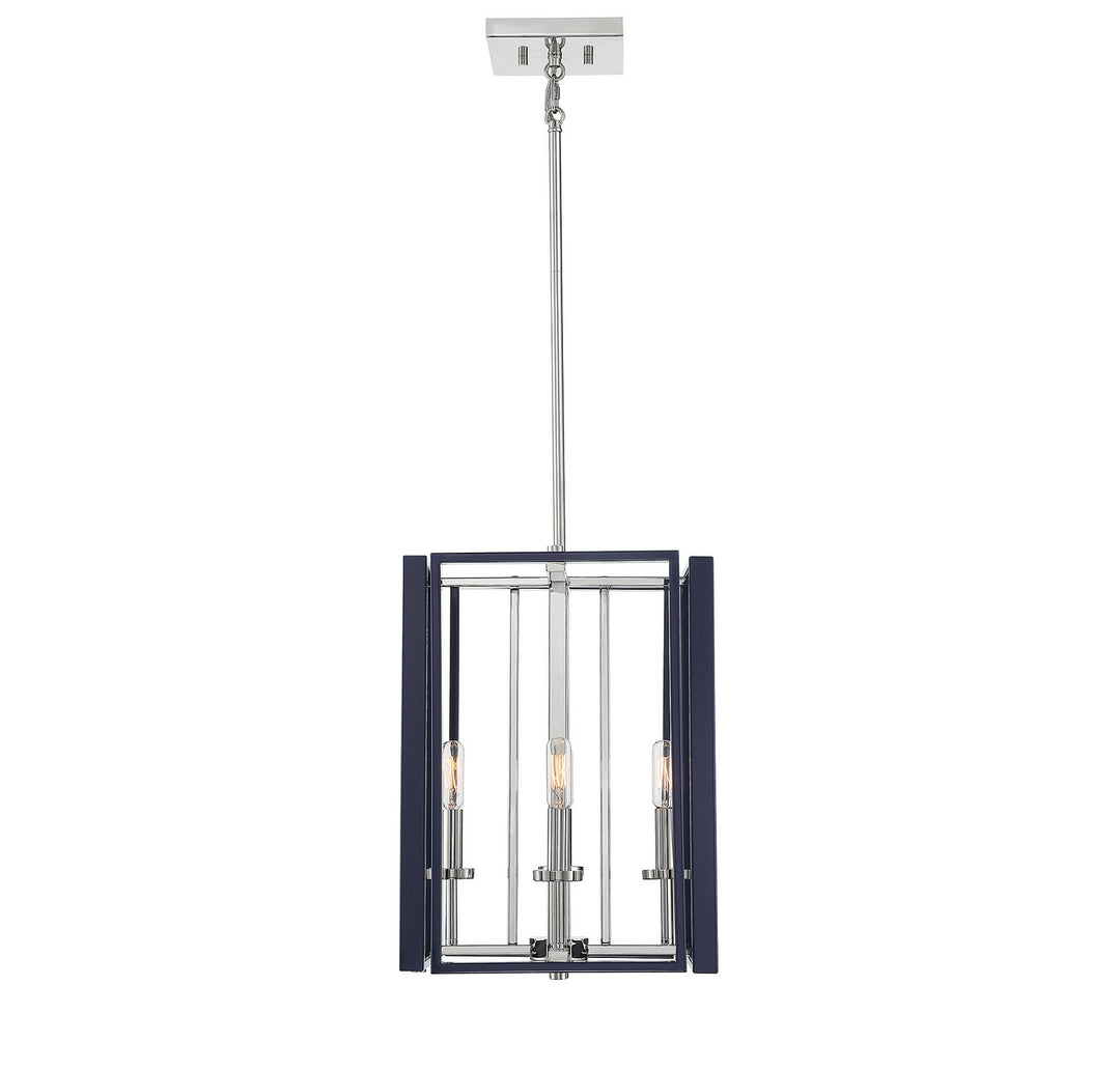 Savoy House Champlin 3-8881-4-174 Pendant Light - Navy with Polished Nickel Accents