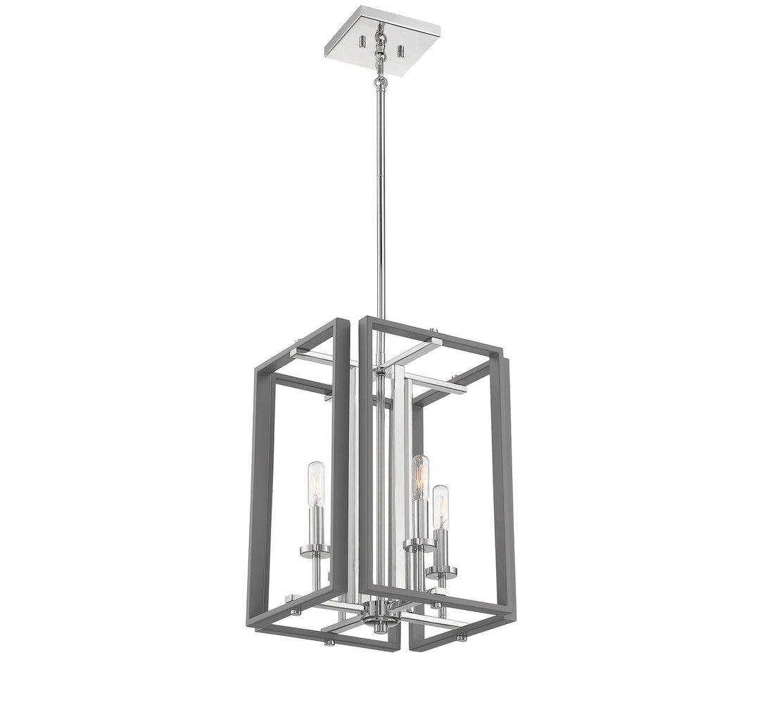 Savoy House Champlin 3-8881-4-175 Pendant Light - Gray with Polished Nickel Accents