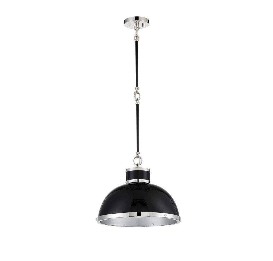 Savoy House Corning 7-8882-1-173 Pendant Light - Black with Polished Nickel Accents