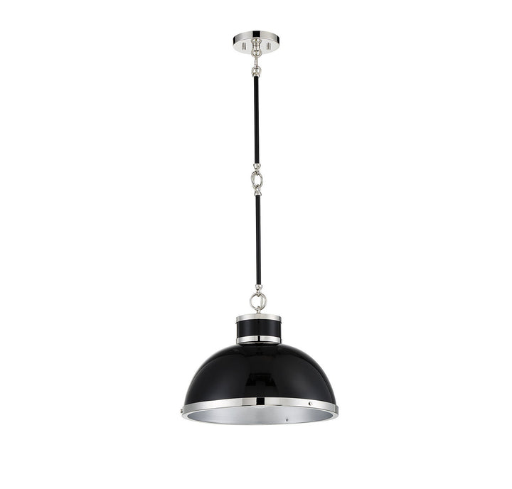 Savoy House Corning 7-8882-1-173 Pendant Light - Black with Polished Nickel Accents