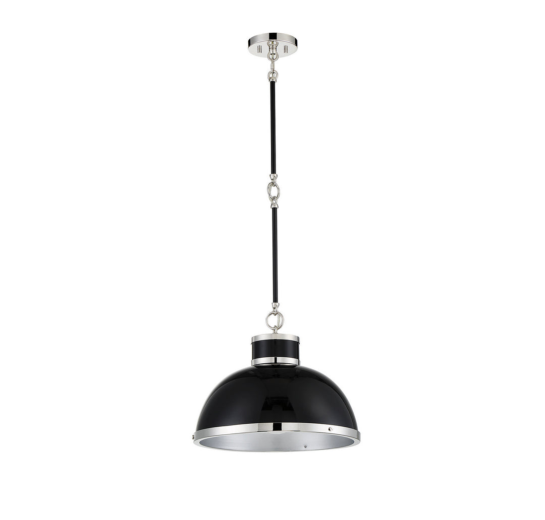 Savoy House Corning 7-8882-1-173 Pendant Light - Black with Polished Nickel Accents