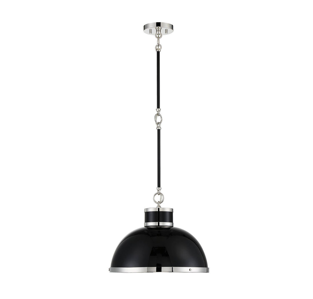 Savoy House Corning 7-8882-1-173 Pendant Light - Black with Polished Nickel Accents