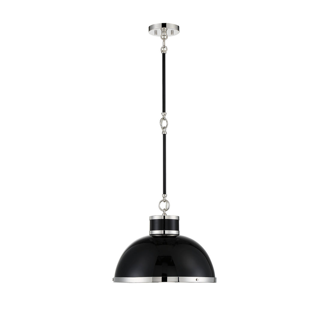 Savoy House Corning 7-8882-1-173 Pendant Light - Black with Polished Nickel Accents