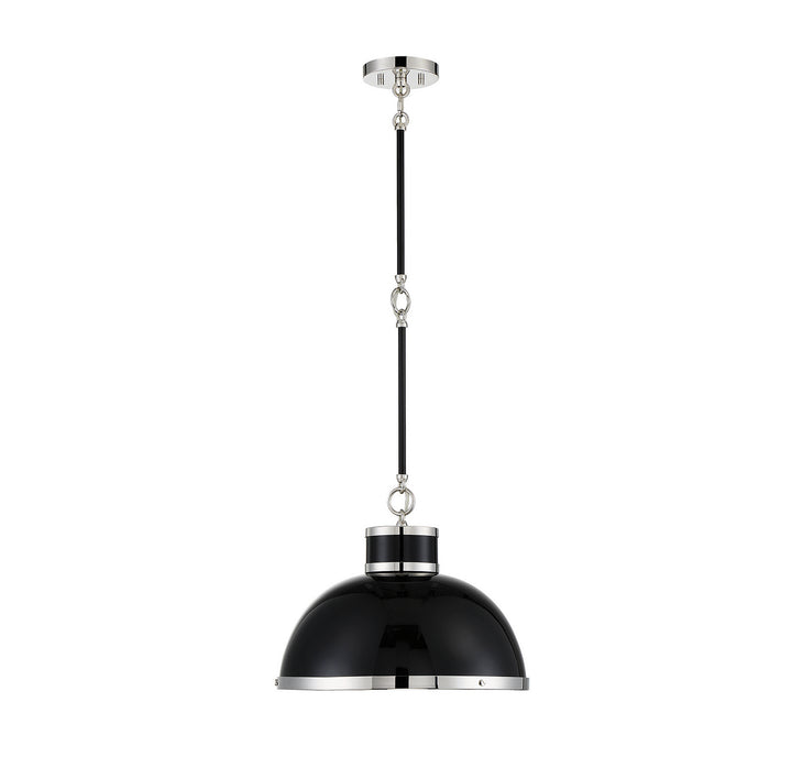 Savoy House Corning 7-8882-1-173 Pendant Light - Black with Polished Nickel Accents