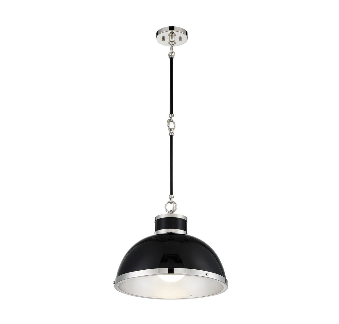 Savoy House Corning 7-8882-1-173 Pendant Light - Black with Polished Nickel Accents