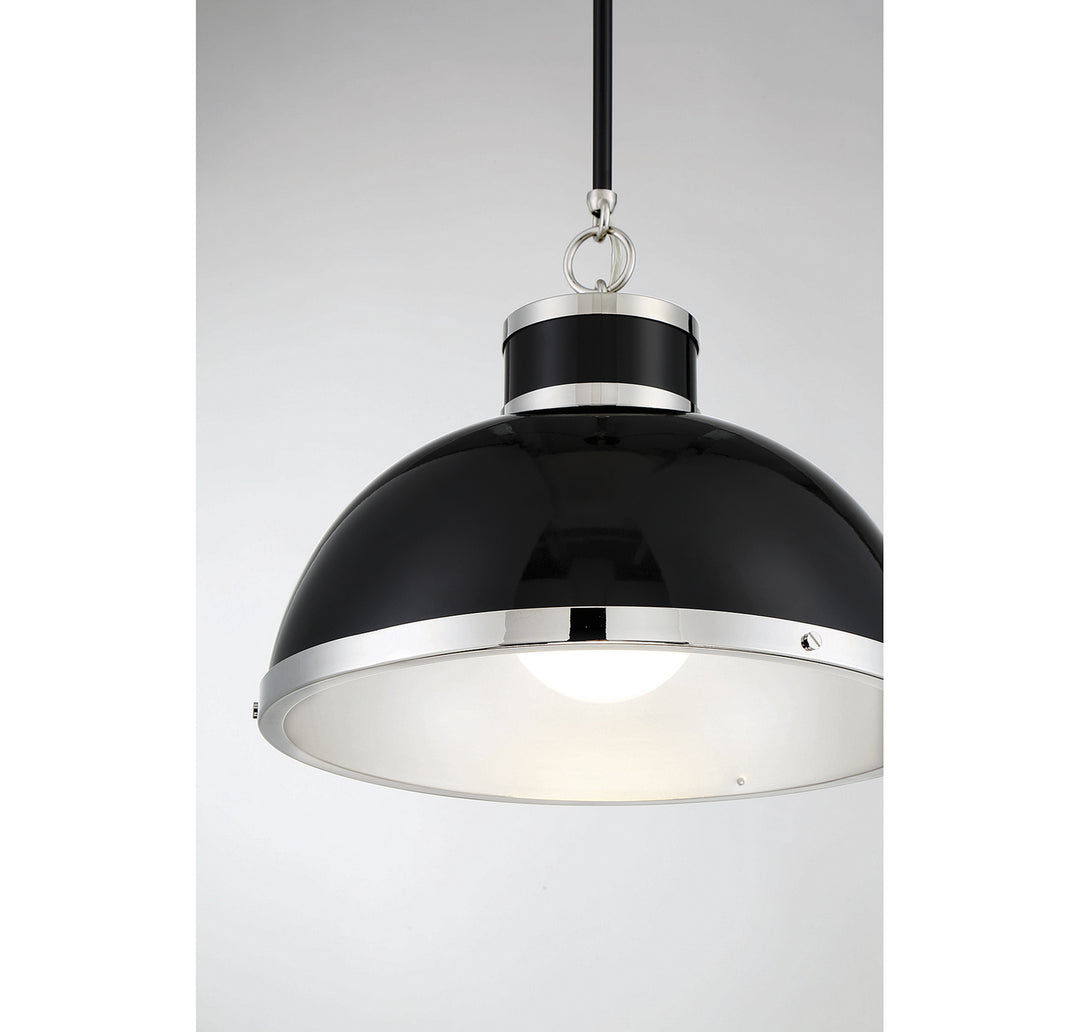 Savoy House Corning 7-8882-1-173 Pendant Light - Black with Polished Nickel Accents