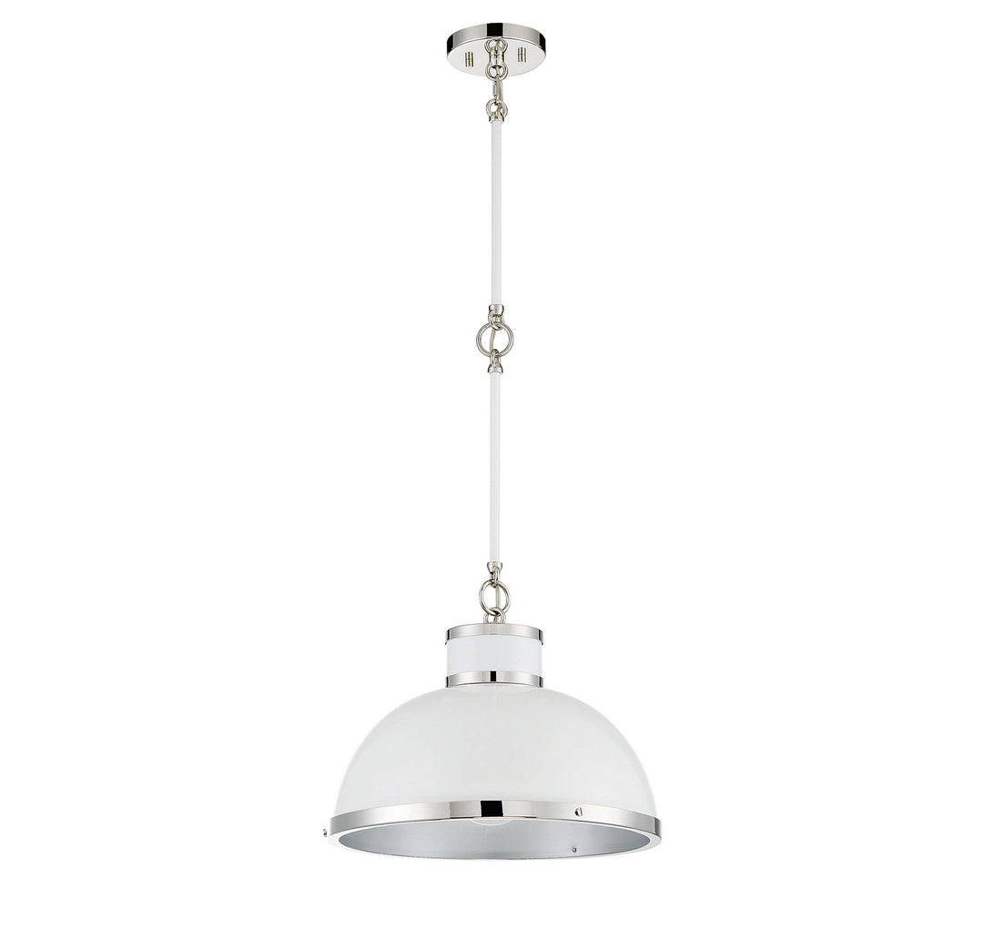 Savoy House Corning 7-8882-1-172 Pendant Light - White with Polished Nickel Accents