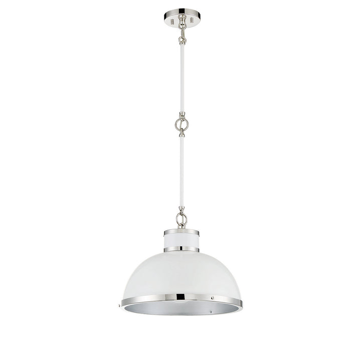 Savoy House Corning 7-8882-1-172 Pendant Light - White with Polished Nickel Accents