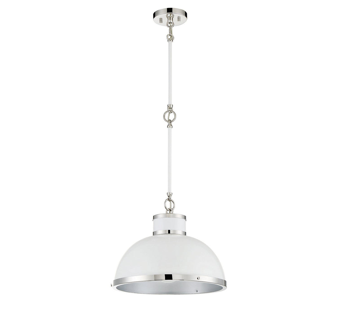 Savoy House Corning 7-8882-1-172 Pendant Light - White with Polished Nickel Accents