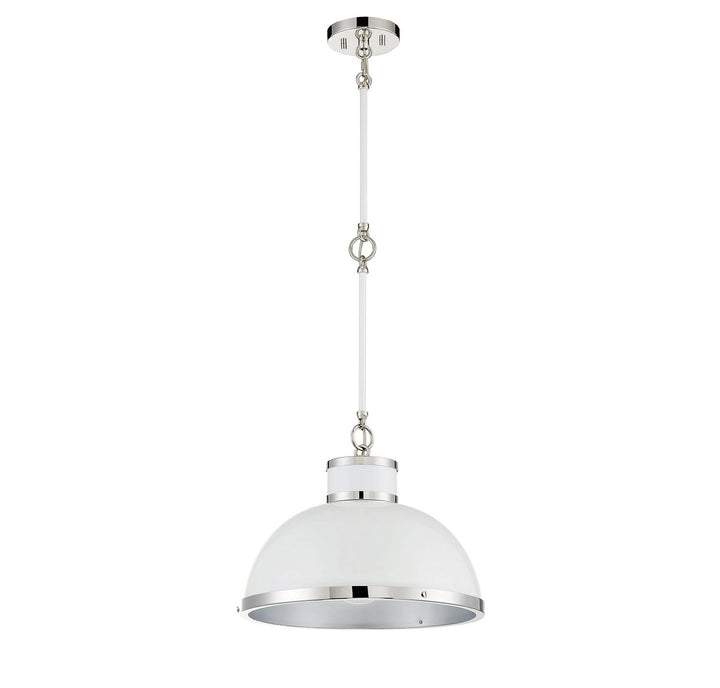 Savoy House Corning 7-8882-1-172 Pendant Light - White with Polished Nickel Accents