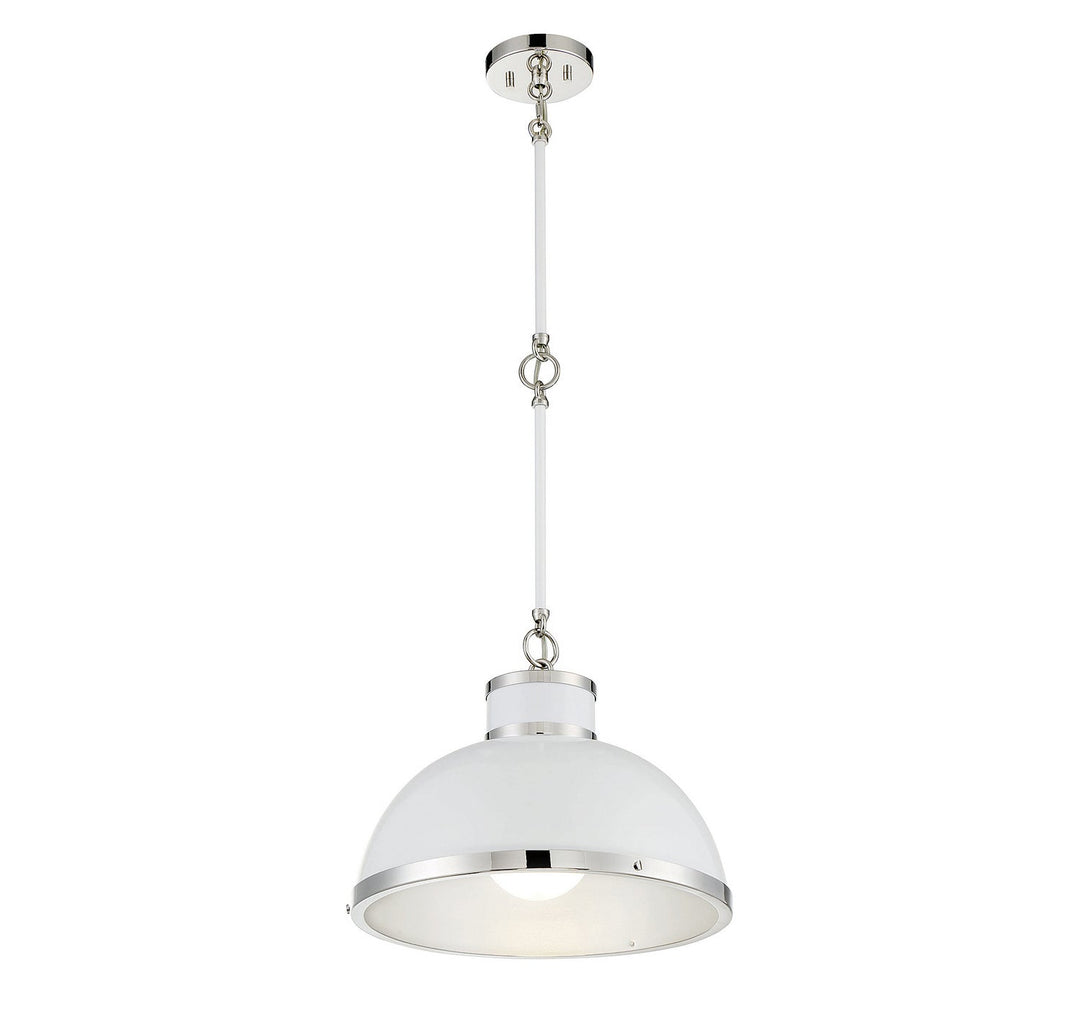 Savoy House Corning 7-8882-1-172 Pendant Light - White with Polished Nickel Accents