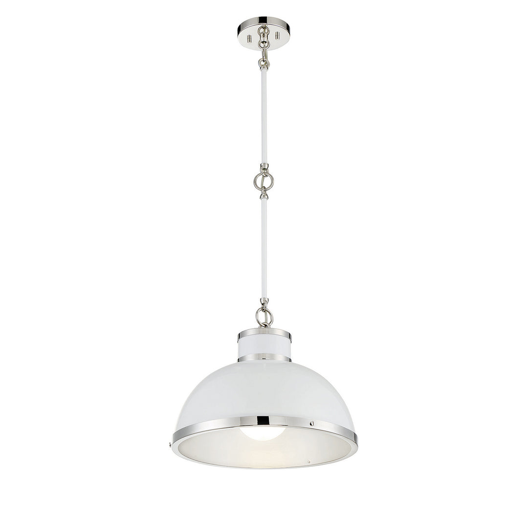 Savoy House Corning 7-8882-1-172 Pendant Light - White with Polished Nickel Accents