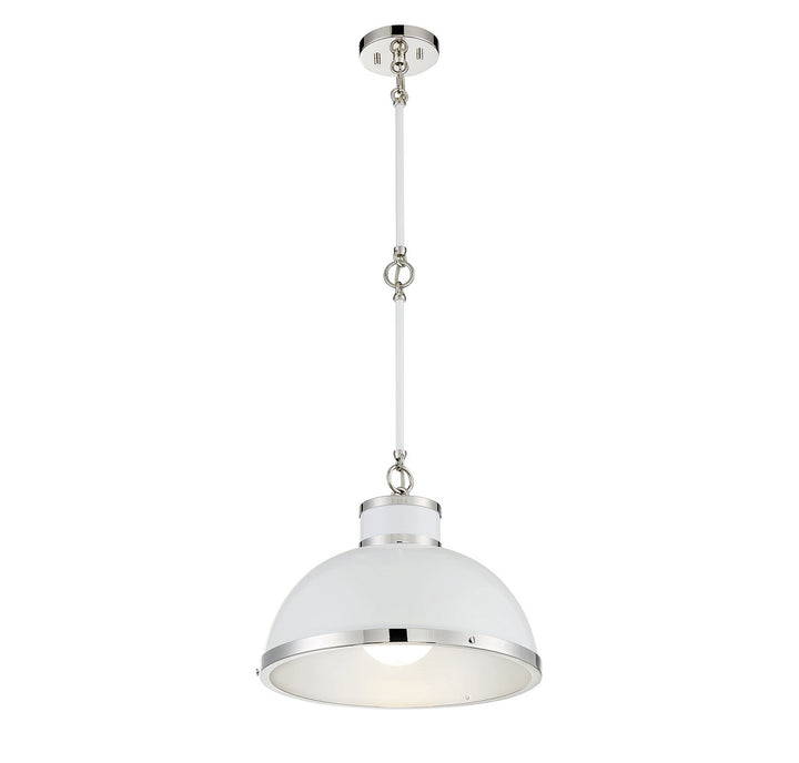 Savoy House Corning 7-8882-1-172 Pendant Light - White with Polished Nickel Accents