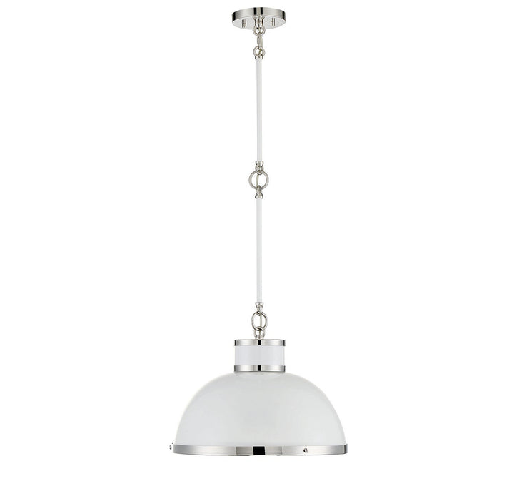 Savoy House Corning 7-8882-1-172 Pendant Light - White with Polished Nickel Accents