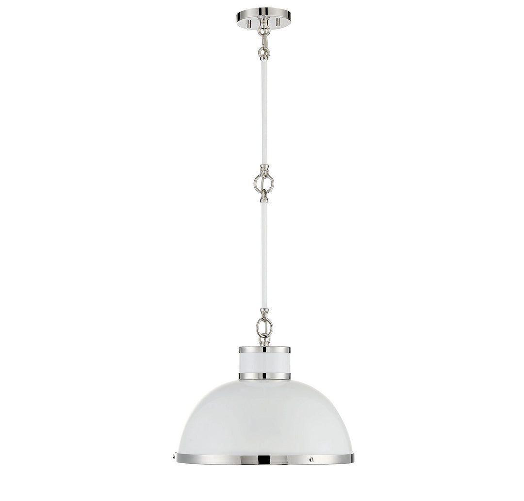 Savoy House Corning 7-8882-1-172 Pendant Light - White with Polished Nickel Accents