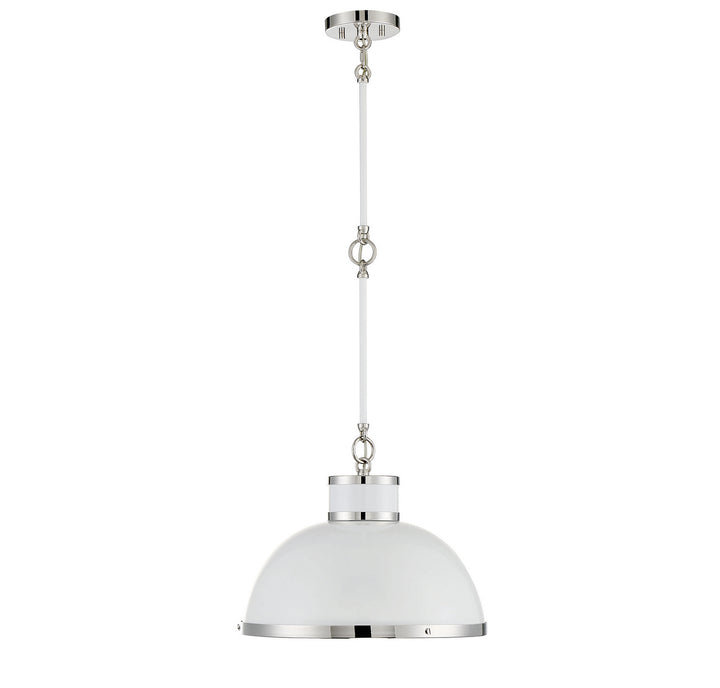 Savoy House Corning 7-8882-1-172 Pendant Light - White with Polished Nickel Accents