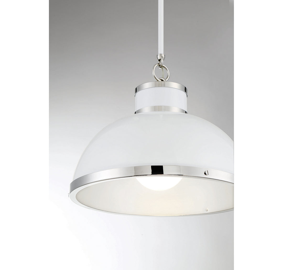 Savoy House Corning 7-8882-1-172 Pendant Light - White with Polished Nickel Accents
