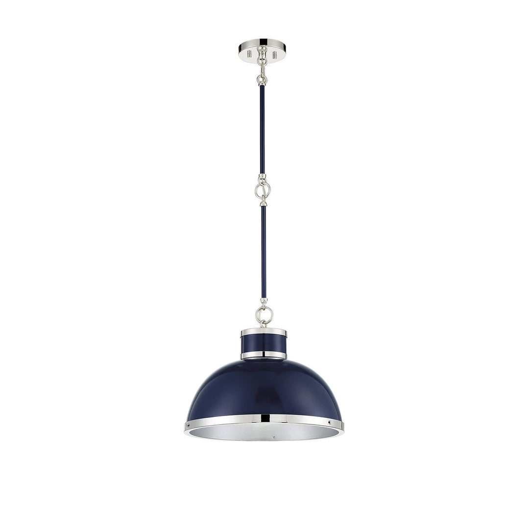 Savoy House Corning 7-8882-1-174 Pendant Light - Navy with Polished Nickel Accents