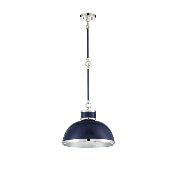 Savoy House Corning 7-8882-1-174 Pendant Light - Navy with Polished Nickel Accents