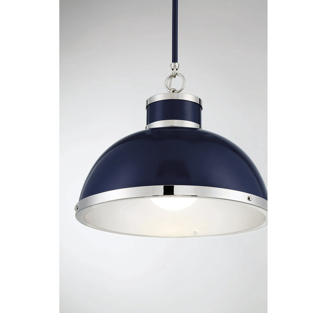 Savoy House Corning 7-8882-1-174 Pendant Light - Navy with Polished Nickel Accents