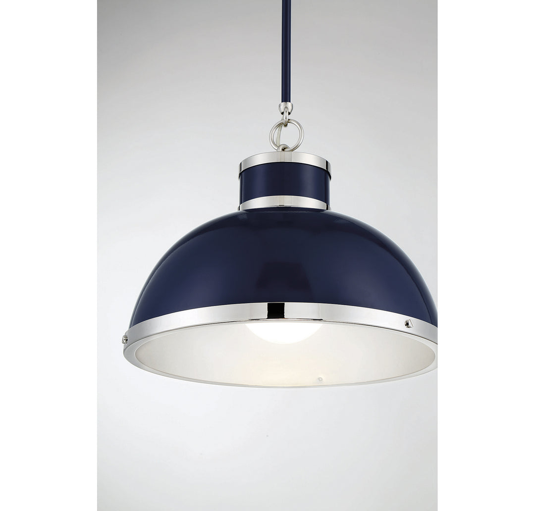 Savoy House Corning 7-8882-1-174 Pendant Light - Navy with Polished Nickel Accents