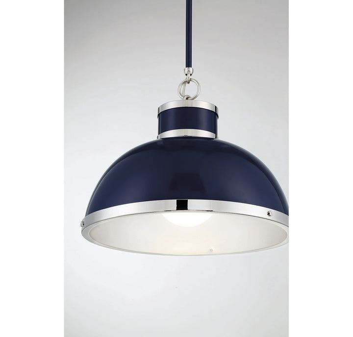 Savoy House Corning 7-8882-1-174 Pendant Light - Navy with Polished Nickel Accents