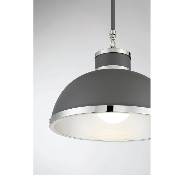 Savoy House Corning 7-8882-1-175 Pendant Light - Gray with Polished Nickel Accents