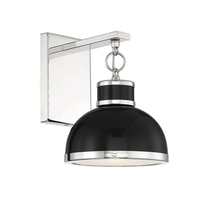 Savoy House Corning 9-8884-1-173 Wall Sconce Light - Black with Polished Nickel Accents