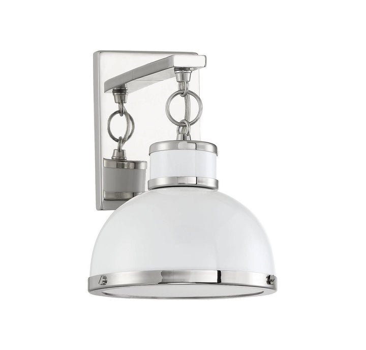 Savoy House Corning 9-8884-1-172 Wall Sconce Light - White with Polished Nickel Accents