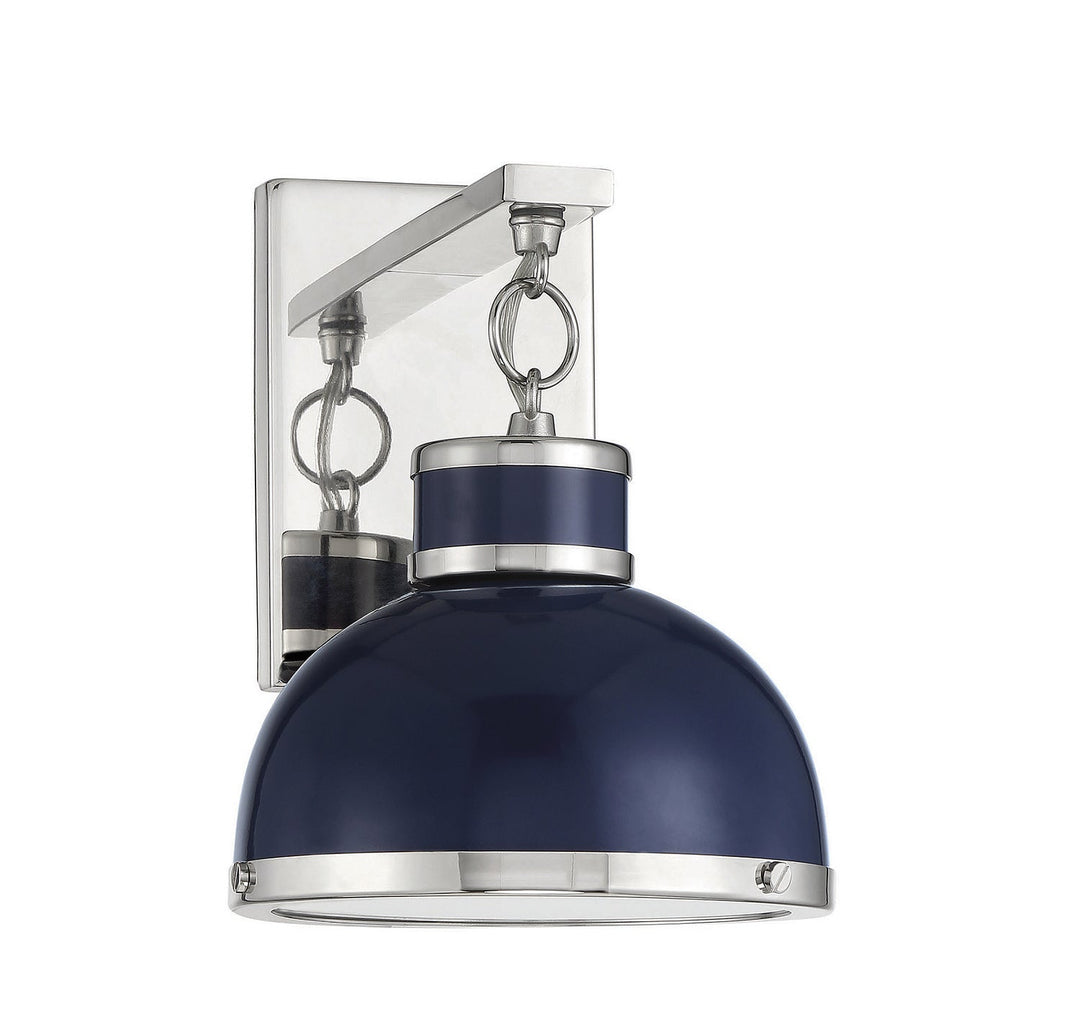 Savoy House Corning 9-8884-1-174 Wall Sconce Light - Navy with Polished Nickel Accents