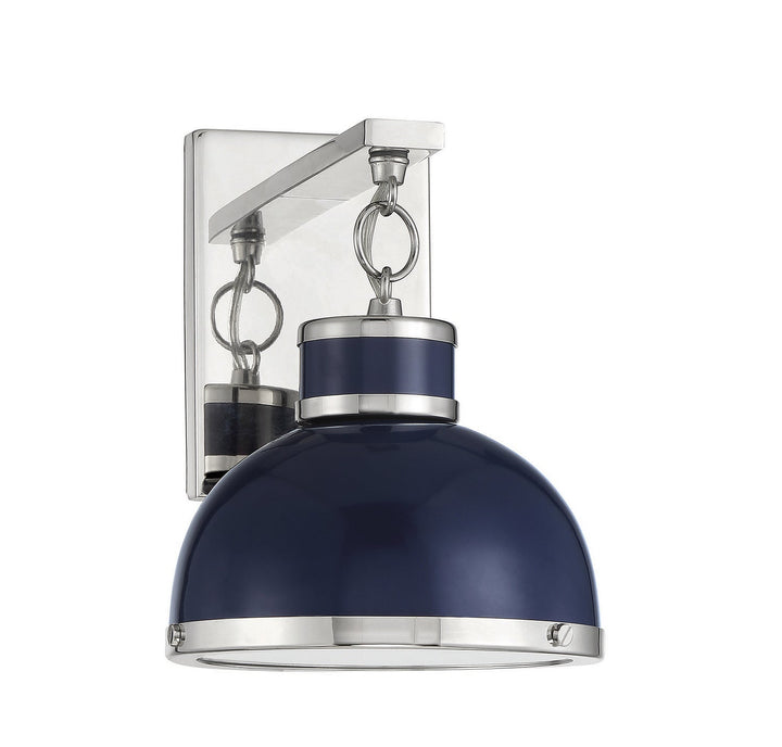 Savoy House Corning 9-8884-1-174 Wall Sconce Light - Navy with Polished Nickel Accents
