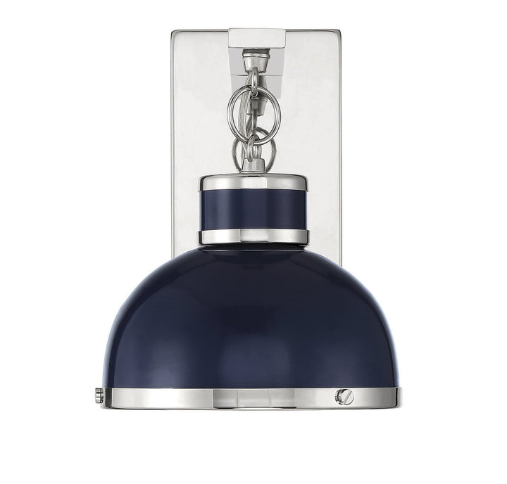 Savoy House Corning 9-8884-1-174 Wall Sconce Light - Navy with Polished Nickel Accents