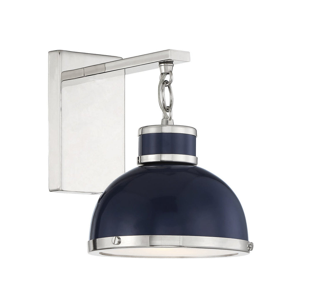 Savoy House Corning 9-8884-1-174 Wall Sconce Light - Navy with Polished Nickel Accents