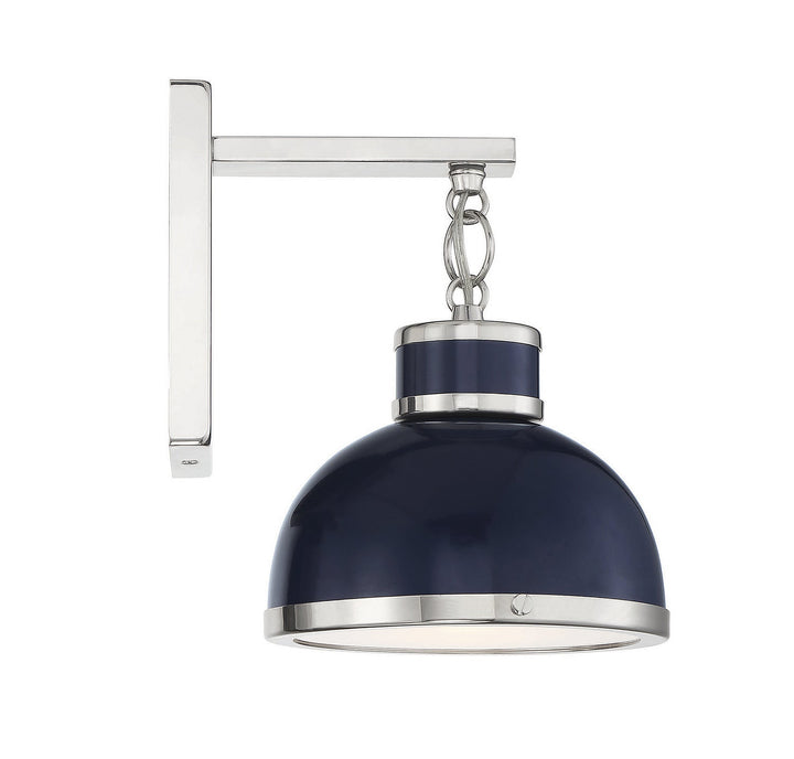 Savoy House Corning 9-8884-1-174 Wall Sconce Light - Navy with Polished Nickel Accents